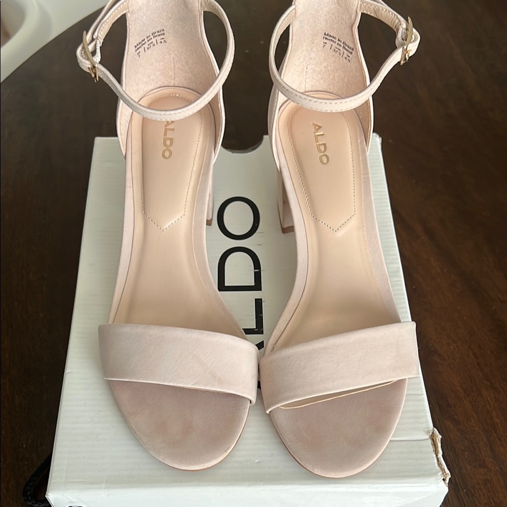 Aldo Pink Block Heel Sandals